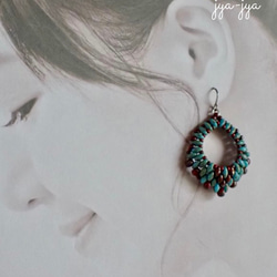 beads earrings ＊ turquoise opaque chocolate 4枚目の画像