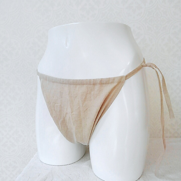 専用ページ　ハンドメイドふんどしパンツ２枚ブラセットアップベージュリネン100％ ハンドメイドふんどしパンツ2枚ブラセットアップベージュリネン