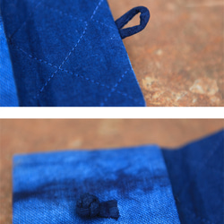 手盤釦藍染小収納袋草木染雑物袋植物染物置袋絞り染純綿手づくりバッグ 4枚目の画像