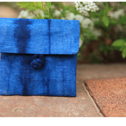手盤釦藍染小収納袋草木染雑物袋植物染物置袋絞り染純綿手づくりバッグ 8枚目の画像