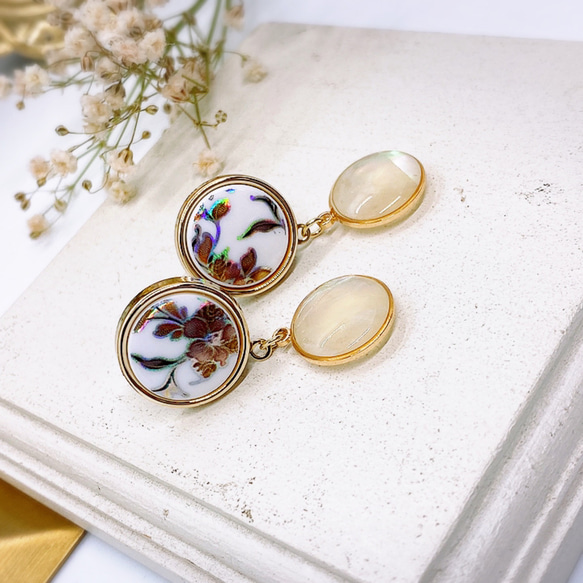 アンティーク調シェルプレートピアス/イヤリング350 イヤリング  