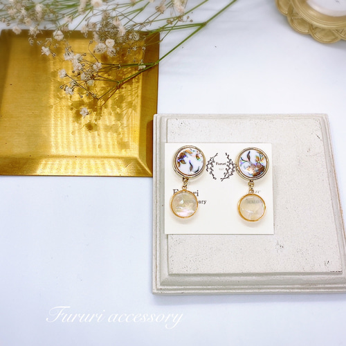 アンティーク調シェルプレートピアス/イヤリング350 イヤリング  