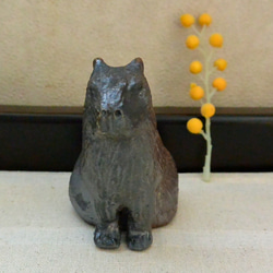 カピバラ　陶芸置き物　大きいネズミ　お座りカピバラ　手作り陶芸　陶器の置物 2枚目の画像