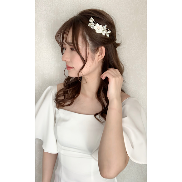 VH28 小枝 ウェディング ヘッドドレス ブライダル ヘアアクセサリー リーフ カチューシャ  結婚式 花嫁　 4枚目の画像