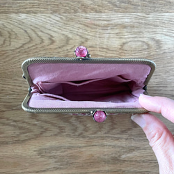 コンパクトながま口財布 がま口ポーチ リバティ スリーピングローズ ピンク 8枚目の画像