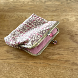 コンパクトながま口財布 がま口ポーチ リバティ スリーピングローズ ピンク 9枚目の画像