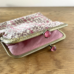 コンパクトながま口財布 がま口ポーチ リバティ スリーピングローズ ピンク 3枚目の画像