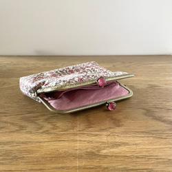 コンパクトながま口財布 がま口ポーチ リバティ スリーピングローズ ピンク 2枚目の画像