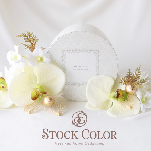 木漏れ日の中の鈴蘭ヘッドドレス★グリーン 胡蝶蘭ヘッドドレス〜シルク・布花縫製（4個）ユーピンver