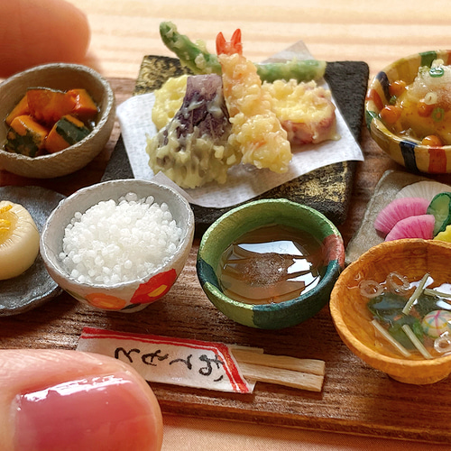 ミニチュアフード】彩り天ぷら御膳B その他置物 はらぺこ文鳥 通販
