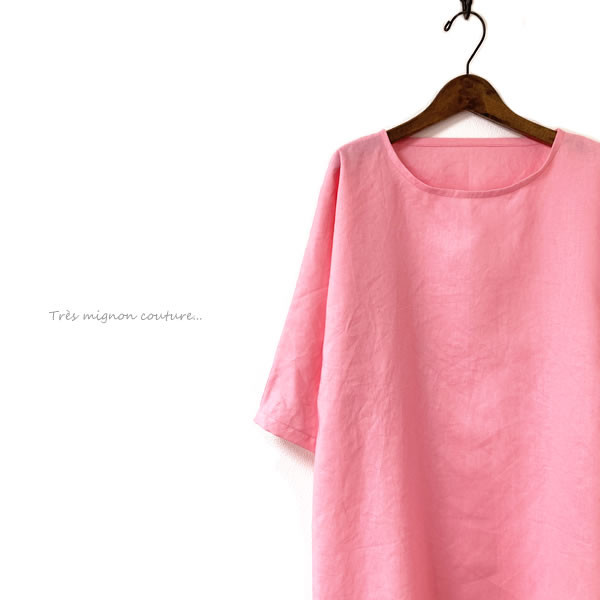 フレンチリネン（ローズピンク）ドルマンスリーブワンピース 【受注製作】