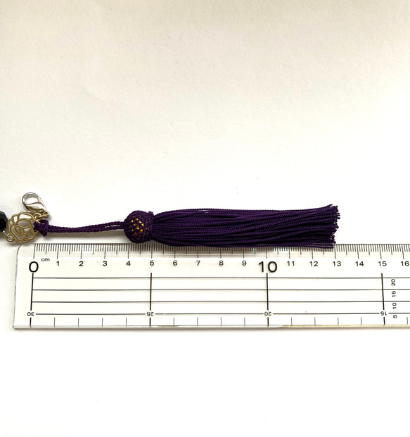 〈羽織り紐〉ユニセックス　古代紫　ラグジュアリー　オニキス　正絹　髪飾り　クール 13枚目の画像