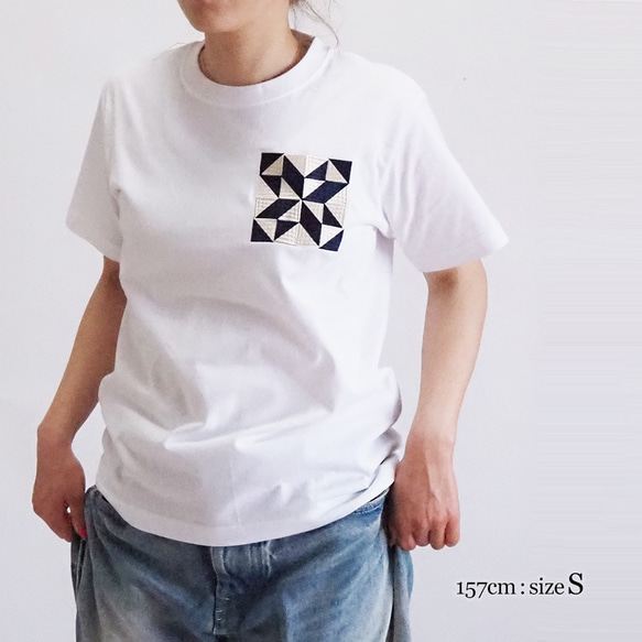 ２色展開 パッチワークSTAR 刺繍Tシャツ 7枚目の画像