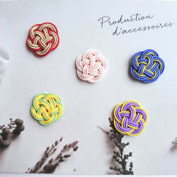 水引梅花とコットンパール　大人可愛いピアス・イヤリング《勿忘草》    和モダン 青　金  アレルギー対応 5枚目の画像