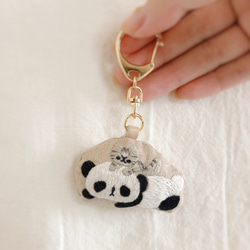 熊貓和貓刺繡鑰匙扣 第7張的照片