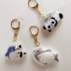 熊貓和貓刺繡鑰匙扣 第9張的照片