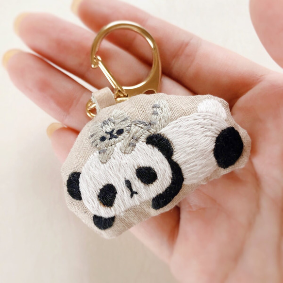 熊貓和貓刺繡鑰匙扣 第6張的照片
