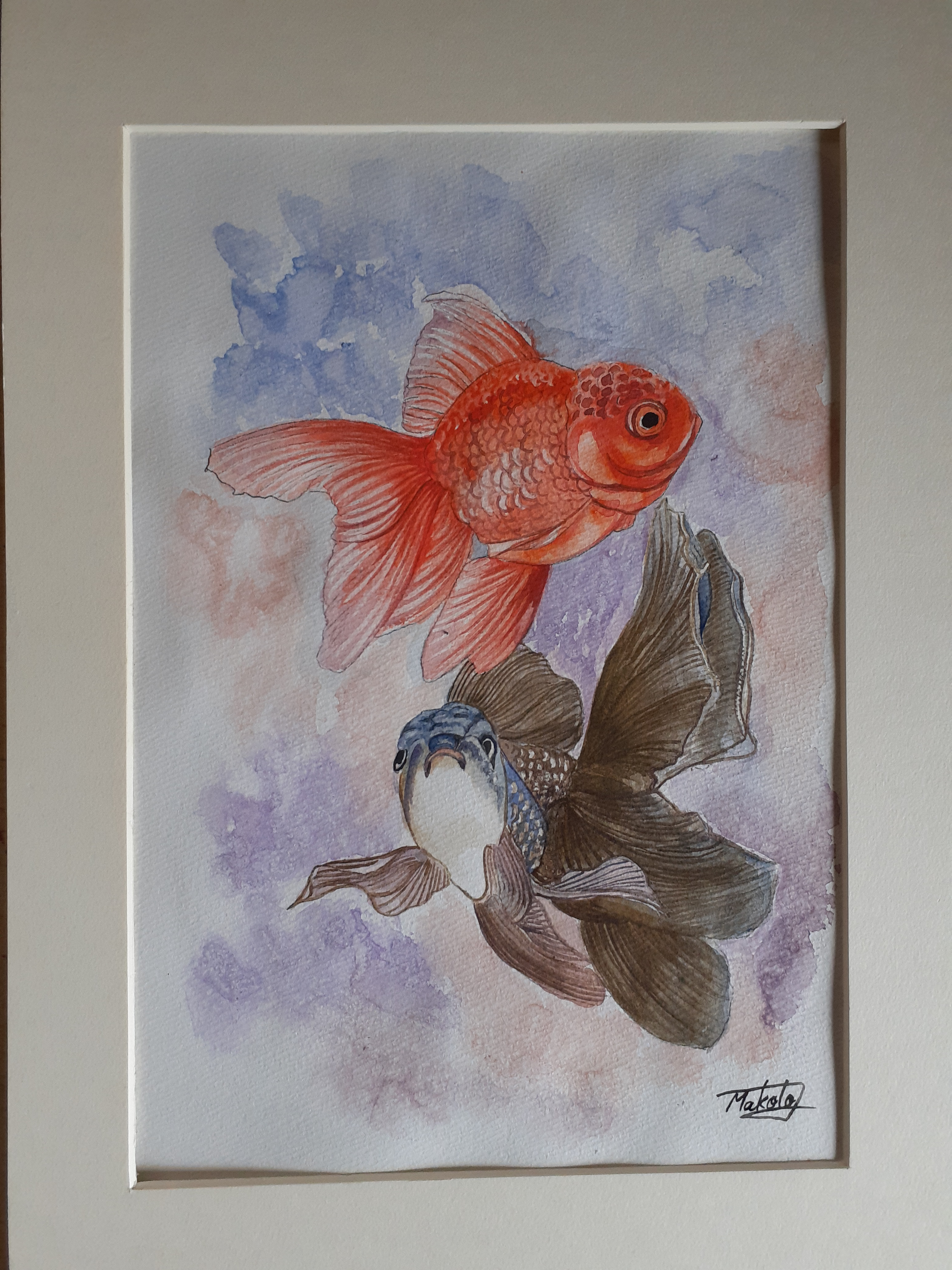 金魚の水彩画