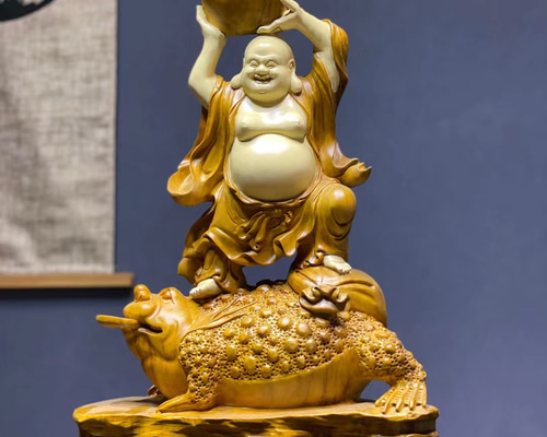 Amazon.co.jp: 仏像 木彫り 七福神 布袋 様 布袋さんの置物 高級