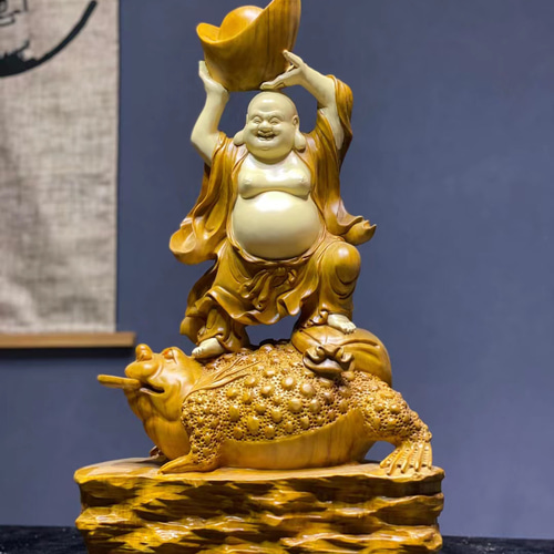 希少 布袋様 布袋尊 七福神 仏教美術 縁起物 木彫仏像 彫刻工芸品-