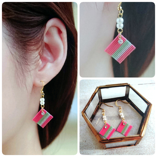 07 ハンドメイドピアス 手染めビーズ 桜月様専用追加 フックに変更