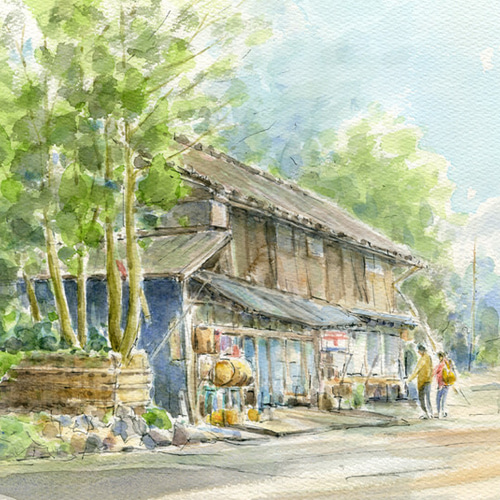 水彩画【秋思】印あり25万 箱あり
