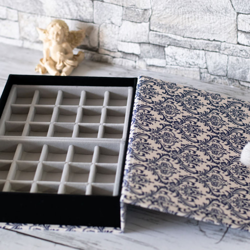 アクセサリー収納箱(大) ダマスク柄 リング ピアス ネックレス 収納