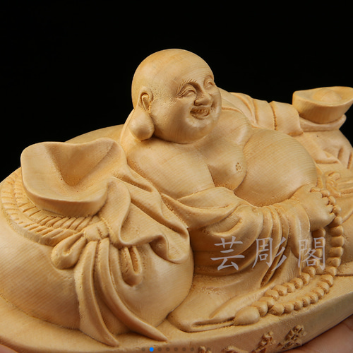布袋様 七福神 工芸品 彫刻 置物 木製仏像 仏教工芸品 彫刻 芸彫