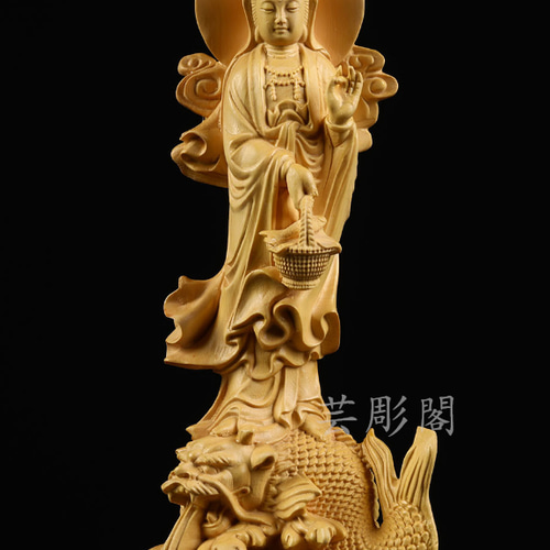 観音様 観音菩薩 供養品 禅意 木彫仏像 仏教工芸品 彫刻 芸彫閣