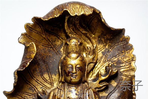 金銅細工 仏教 観音造像高彫 守護 極上質 4枚目の画像