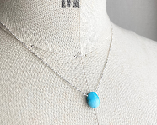 1718〕ターコイズネックレス✴︎スリーピングビューティー✴︎シルバー