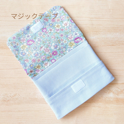 移動ポケット ポケットティッシュ入れ付き 花柄ブルーの大人可愛い移動