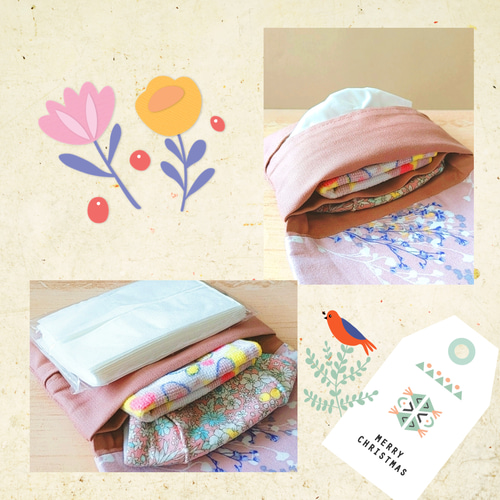 ✳︎ハンドメイド✳︎ポーチ付きティッシュケース　花柄　ブルー 3ac4491294045328aa6a28dd7e407c