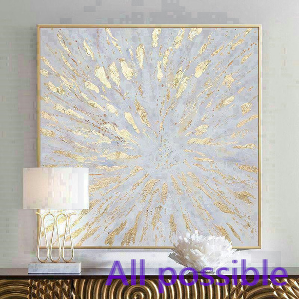 油絵を手で描いた、軽くて豪華な装飾画、抽象的な金箔