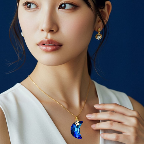 【Blue Moon様】ネックレス 夢見月のかけら】クリスタルブルームーンのネックレス 金具の色が選べ