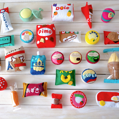 完成品】フェルト ままごと スーパーマーケット 定番アイスクリーム①