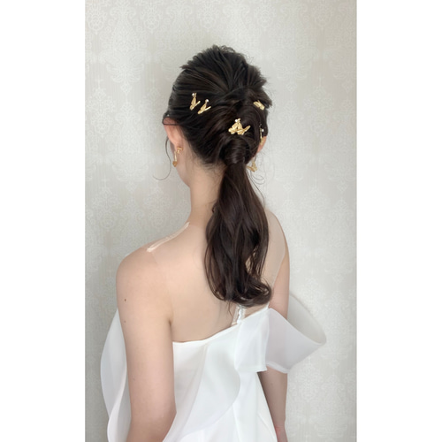 ウェディング　蝶々ヘアピン　フラワーピアス　セット ゼクシィ掲載】MA233 蝶々アレンジピン ヘアピン ウェディング