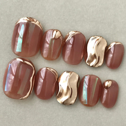 ネイルチップ 個性派透け感レッドのニュアンスネイル 夏ネイル ミラー