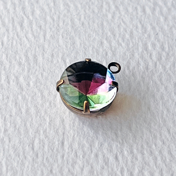 Glass Pendant Round 約15mm×12mm [PDT-771-1]＊1個＊Vintage＊ 4枚目の画像