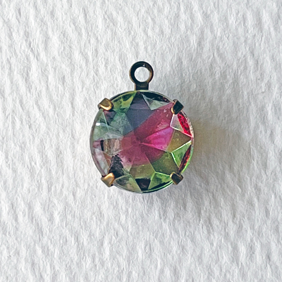 Glass Pendant Round 約15mm×12mm [PDT-771-1]＊1個＊Vintage＊ 2枚目の画像