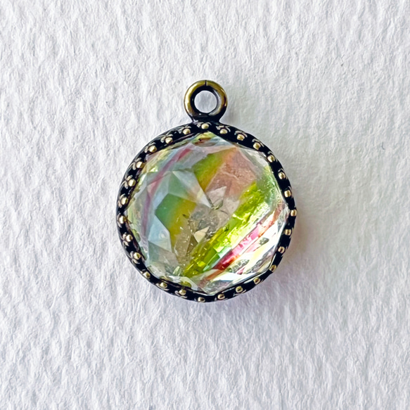 Glass Pendant Round 約20mm×16mm [PDT-501-2]＊1個＊Vintage＊ 3枚目の画像