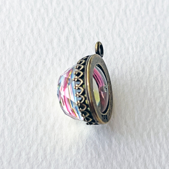 Glass Pendant Round 約20mm×16mm [PDT-501-2]＊1個＊Vintage＊ 8枚目の画像