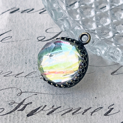 Glass Pendant Round 約20mm×16mm [PDT-501-2]＊1個＊Vintage＊ 1枚目の画像