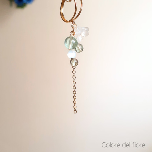 再販☆グリーンフローライトとお花ꕥとホワイトムーンストーンの  