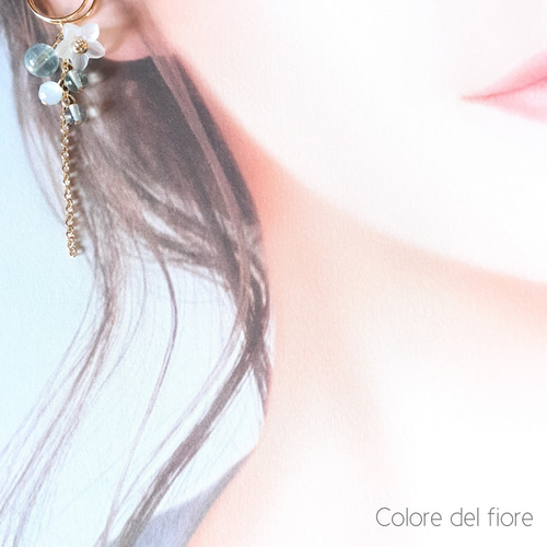 再販☆グリーンフローライトとお花ꕥとホワイトムーンストーンの  