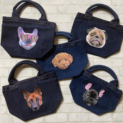 チワワ スムース 毛色6色】 オリジナル ミニデニムトートバック うちの