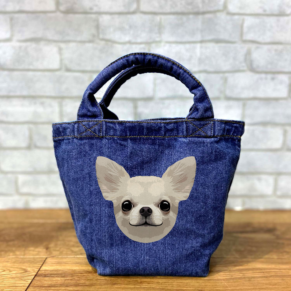 チワワ スムース 毛色6色】 オリジナル ミニデニムトートバック うちの