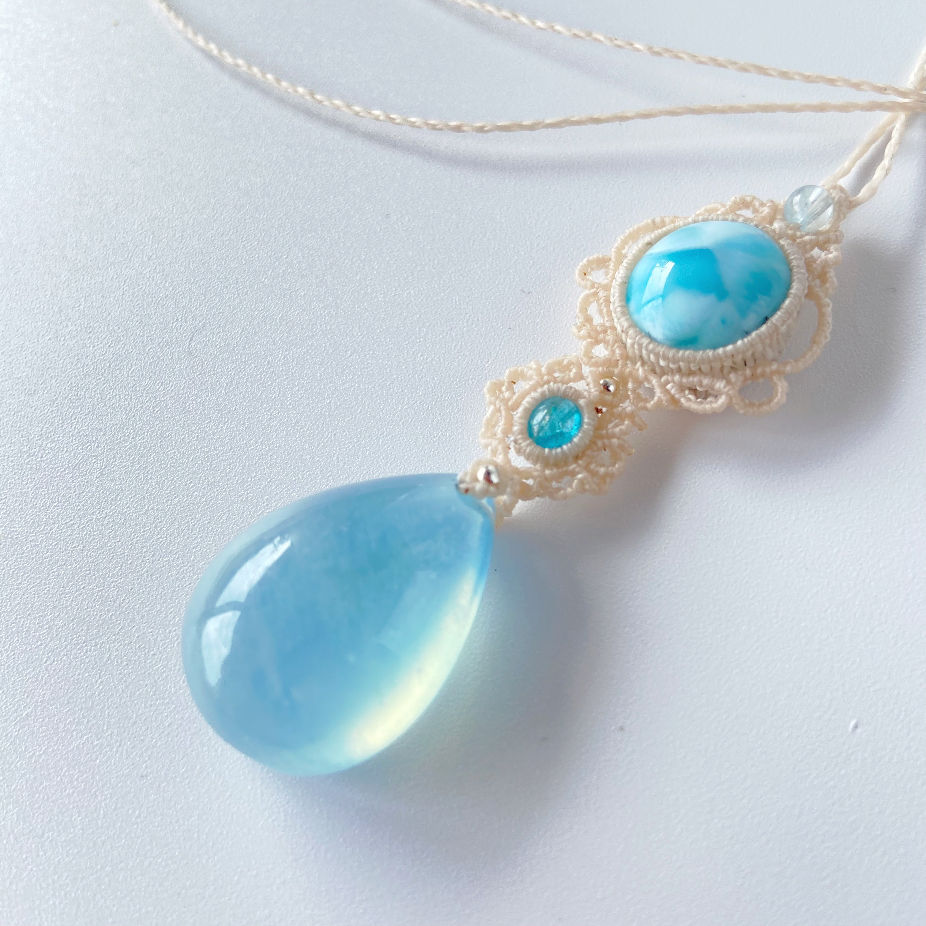 ♡母の日SALE♡アクアマリン×アパタイト×ラリマーのマクラメ
