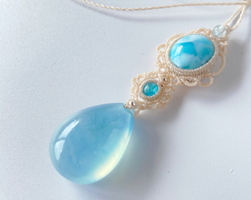 ♡母の日SALE♡アクアマリン×アパタイト×ラリマーのマクラメネックレス