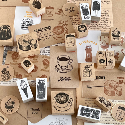 ひと切れどうぞ。バームクーヘンのラバースタンプ はんこ